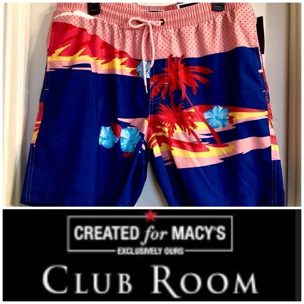CLUB ROOM - NWT - M Sz M Swim Trunks w/Quick Dry Fabric & Built-In Liner.